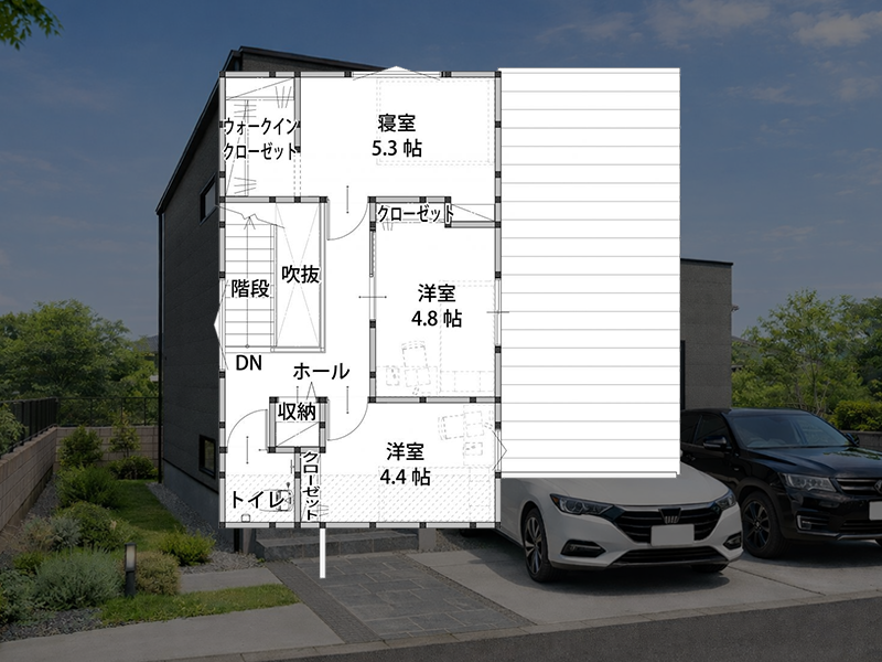 菊陽町原水 29坪 3LDK 分譲モデルハウスの間取り図 2階